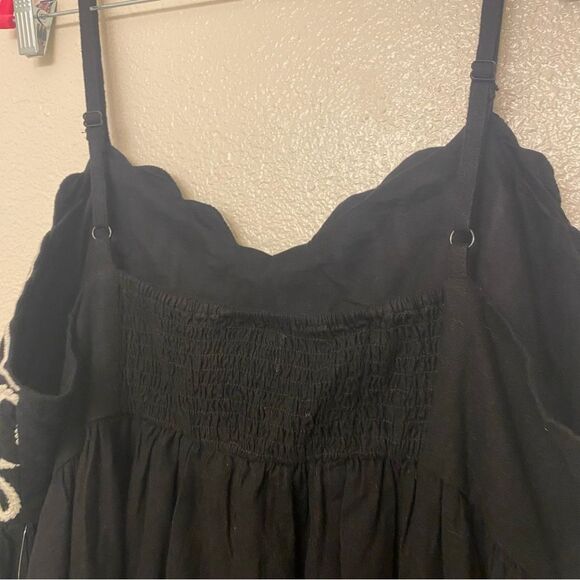 A New Day Crewel Maxi A-Line linen Dress black white embroidery sun dress XXL - Picture 8 of 14